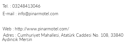 Pnar Motel Apart telefon numaralar, faks, e-mail, posta adresi ve iletiim bilgileri